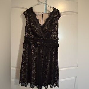 London Times Black lace overlay over champagne dress  -size 14W